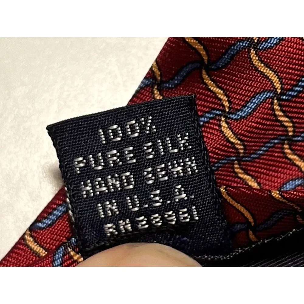 Vintage Burberry Tie Men's Classic Silk Geometric Woven Hand Sewn USA 90s‎